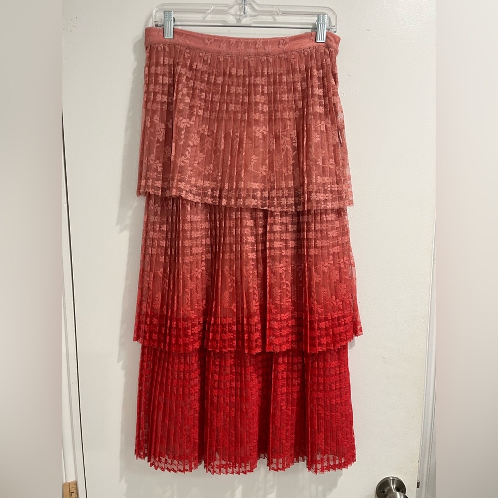 Anthropologie Maeve Brighton Pink Tiered Skirt‎ Sz. 6 - Picture 4 of 10